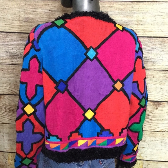 90's Michael Simon Psychedelic Print Cardigan Sweater - Picture 4 of 4